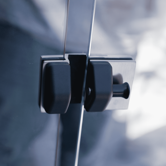 Verrou aimanté inox 90° pour portillon verre 12 mm